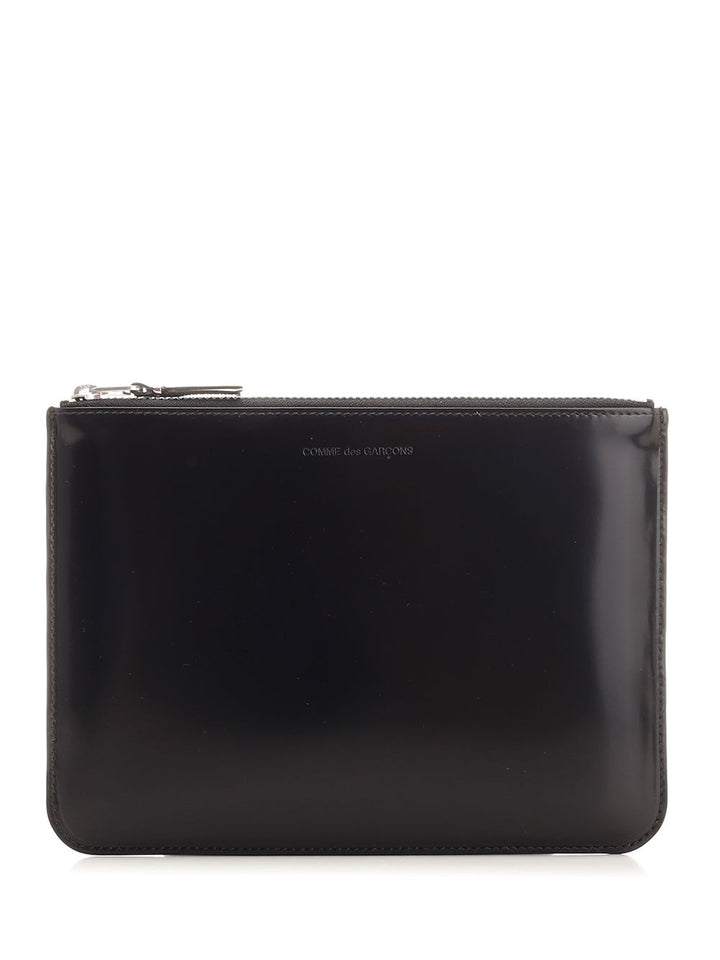 Comme Des Garcons Wallet Shiny Leather Pouch With Silver Interior Small leather goods - Nero | 407d1c58c11d736344eab55db4cd0802d5cca9a2