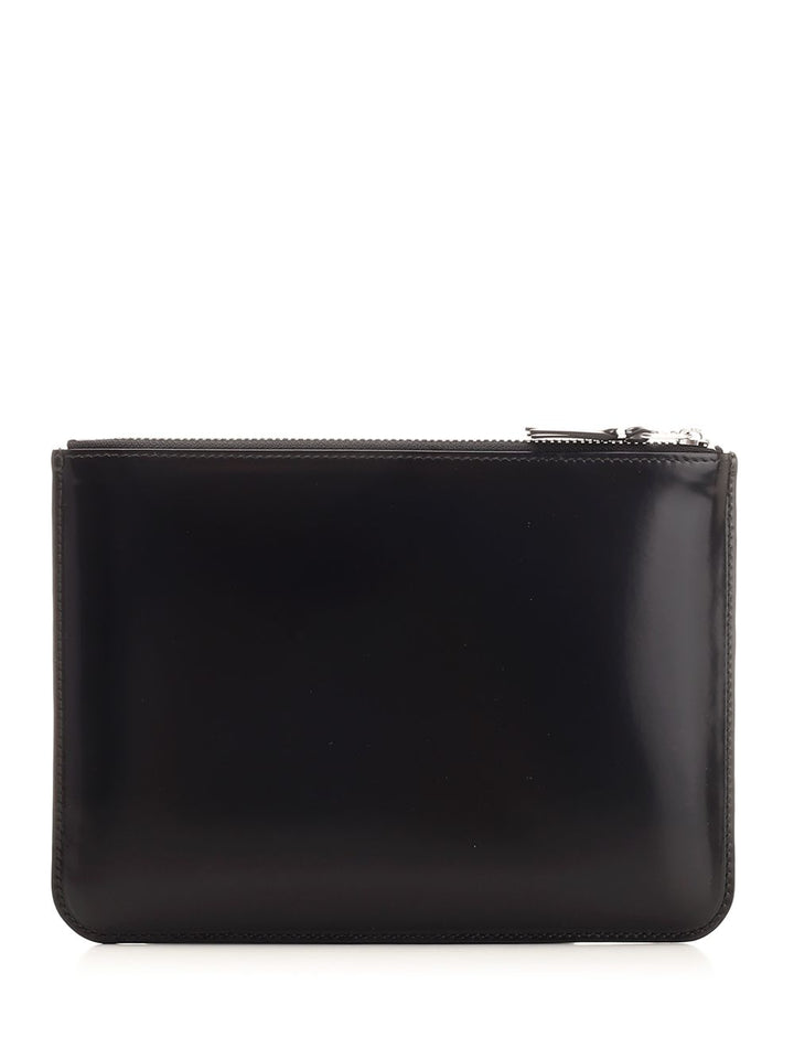 Comme Des Garcons Wallet Shiny Leather Pouch With Silver Interior Small leather goods - Nero | b3d60e0a6d9462c0c7d82e0feecf45a0363e9fe1