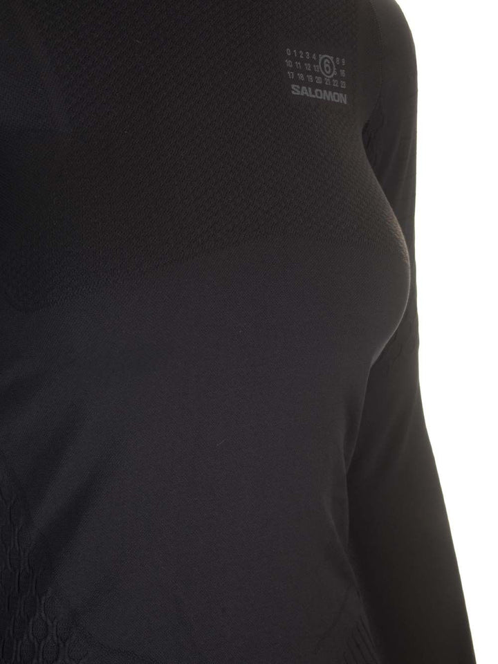 Mm6 Maison Margiela Black Thermal Shirt T-Shirt - Nero | 0db6ffa89f6998992063b84b5512fe3556c71e1a