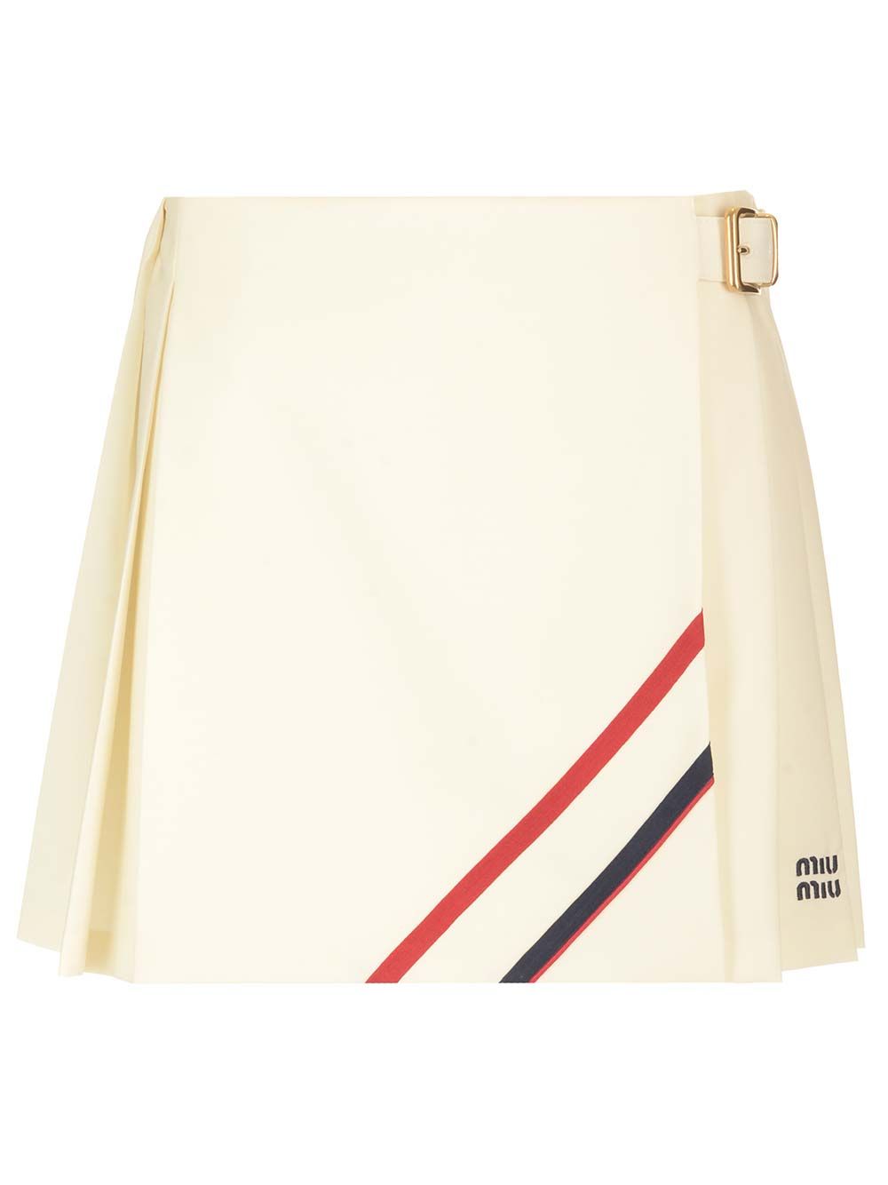 Miu Miu Pleated Mohair Canvas Skirt Gonne - Beige | 8b58f3a0e324bfa20f4163a7129e18ad42c9ff96