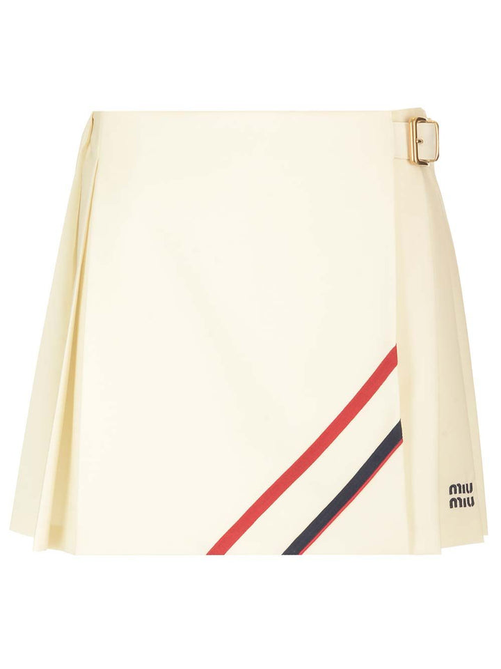 Miu Miu Pleated Mohair Canvas Skirt Gonne - Beige | 8b58f3a0e324bfa20f4163a7129e18ad42c9ff96