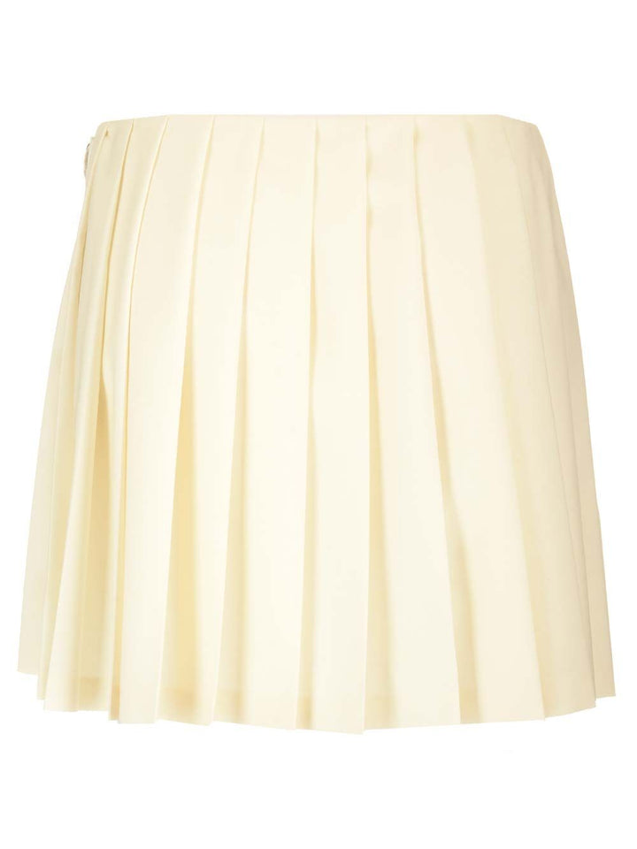 Miu Miu Pleated Mohair Canvas Skirt Gonne - Beige | c28f8412a0bedd1ce3decee1278a21bd9abbbb2f