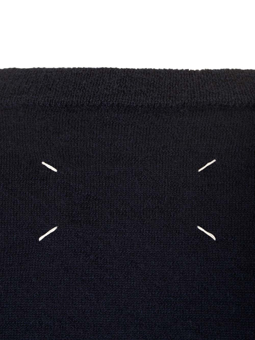 Maison Margiela Sweater With Suede Patches Knitwear - Blu | ee80c8d3bed2645d2676c72672ec28114f13e26e