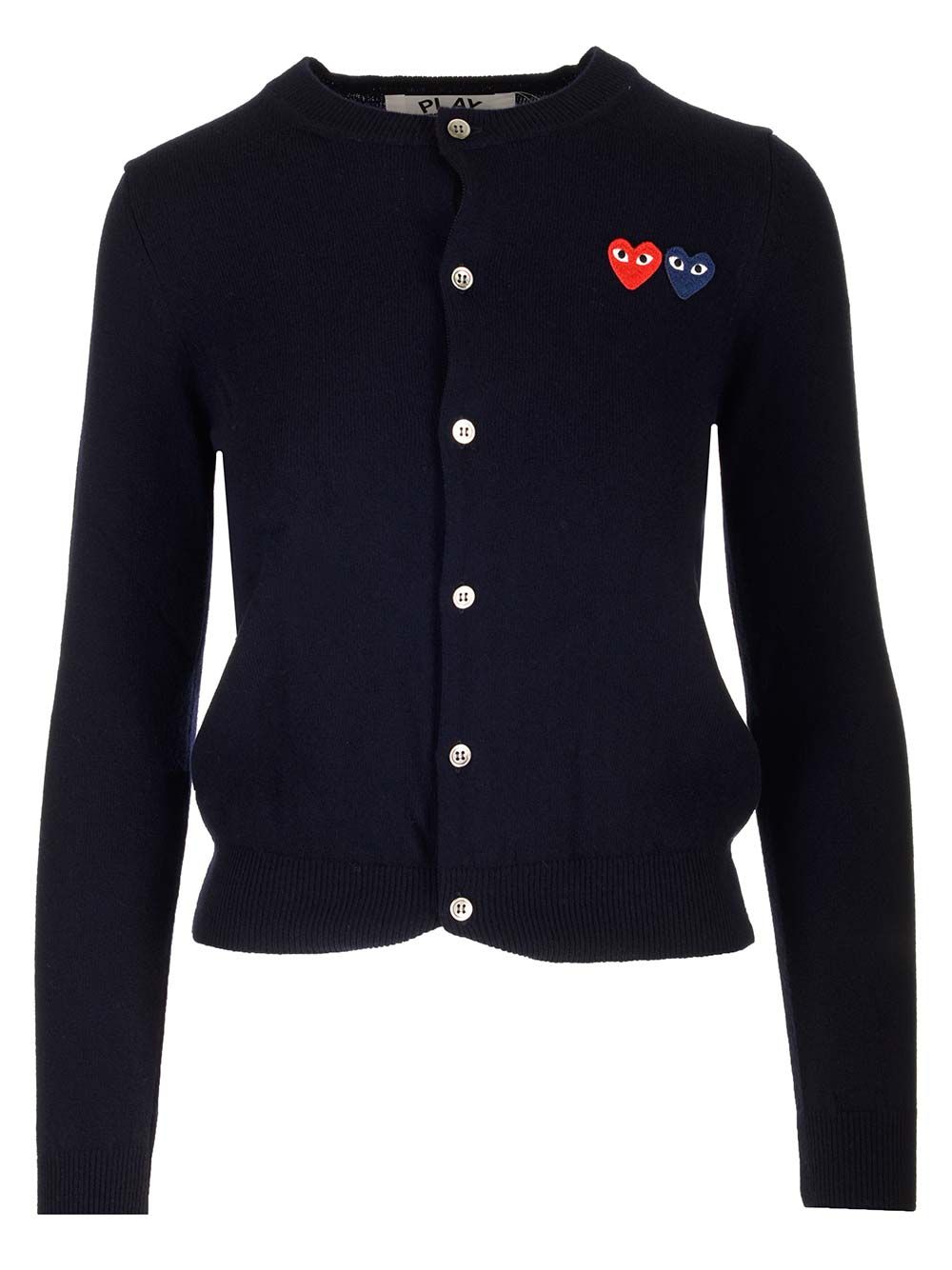 Comme Des Garcons Play Crewneck Wool Cardigan Knitwear - Blu | bf1db2e449e77726109fba7c0f5a043668b65f4d
