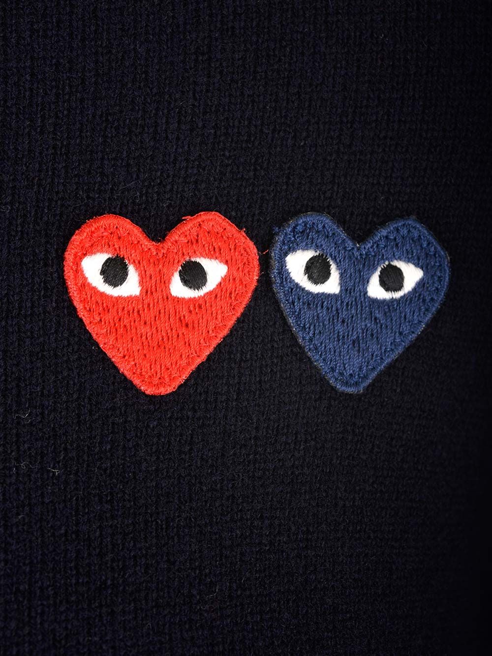 Comme Des Garcons Play Crewneck Wool Cardigan Knitwear - Blu | b718afd43b7d2bbc782504d863fe08aa41cbbea9