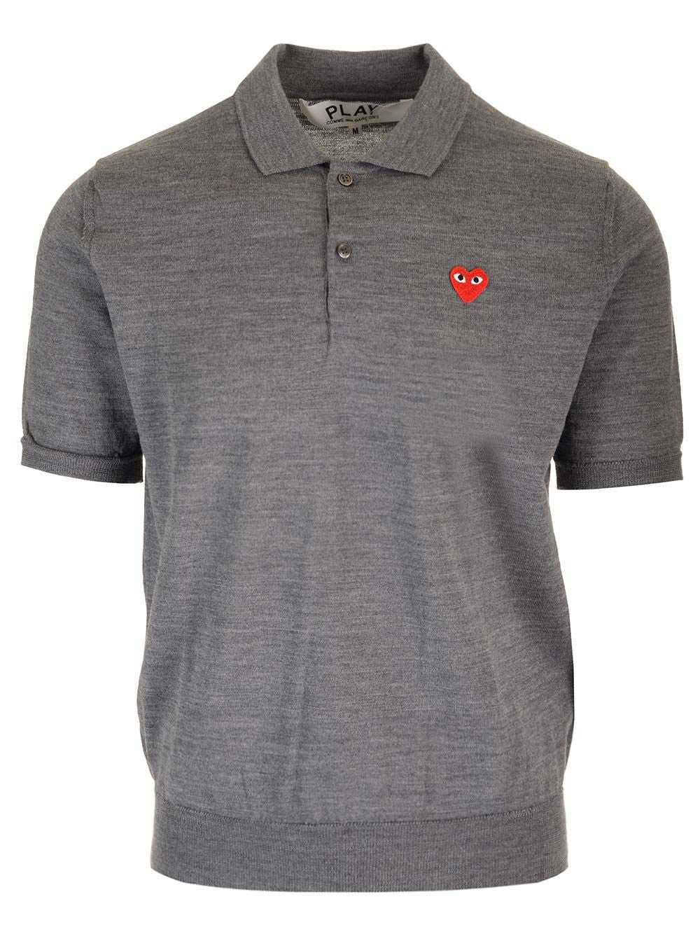 Comme Des Garcons Play Wool Polo Shirt Knitwear - Grey | 6266393d3535c2afebb8ad9df1c6d5c56fed8ed7
