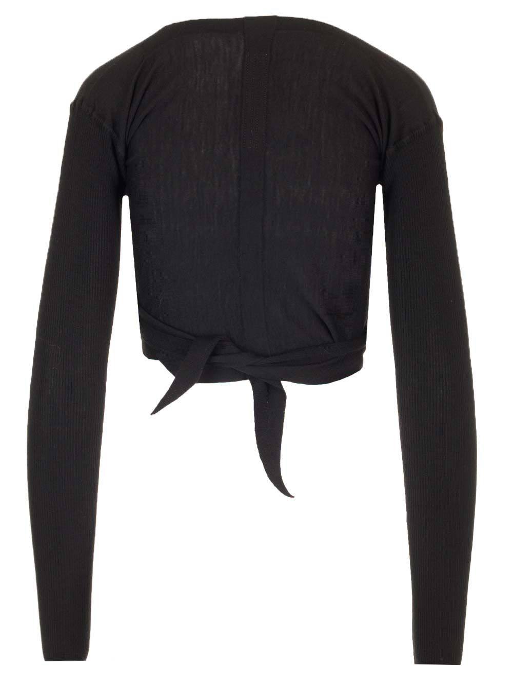 Rick Owens Wrap Top In Wool Knit Abiti - Nero | b243d094114edf34f38b5a057505f65801a8d299
