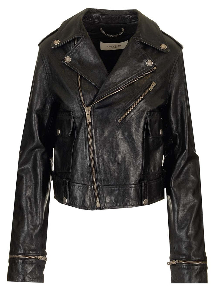 Golden Goose Deluxe Brand Leather Biker Jacket Giacche - Nero | 6efa04167c0c78659833caf4337437c008d451bc