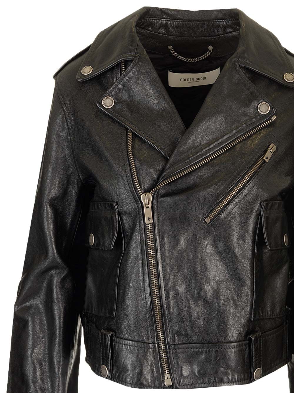 Golden Goose Deluxe Brand Leather Biker Jacket Giacche - Nero | 7a330460f736eabd233c86484926a035bee2c66b