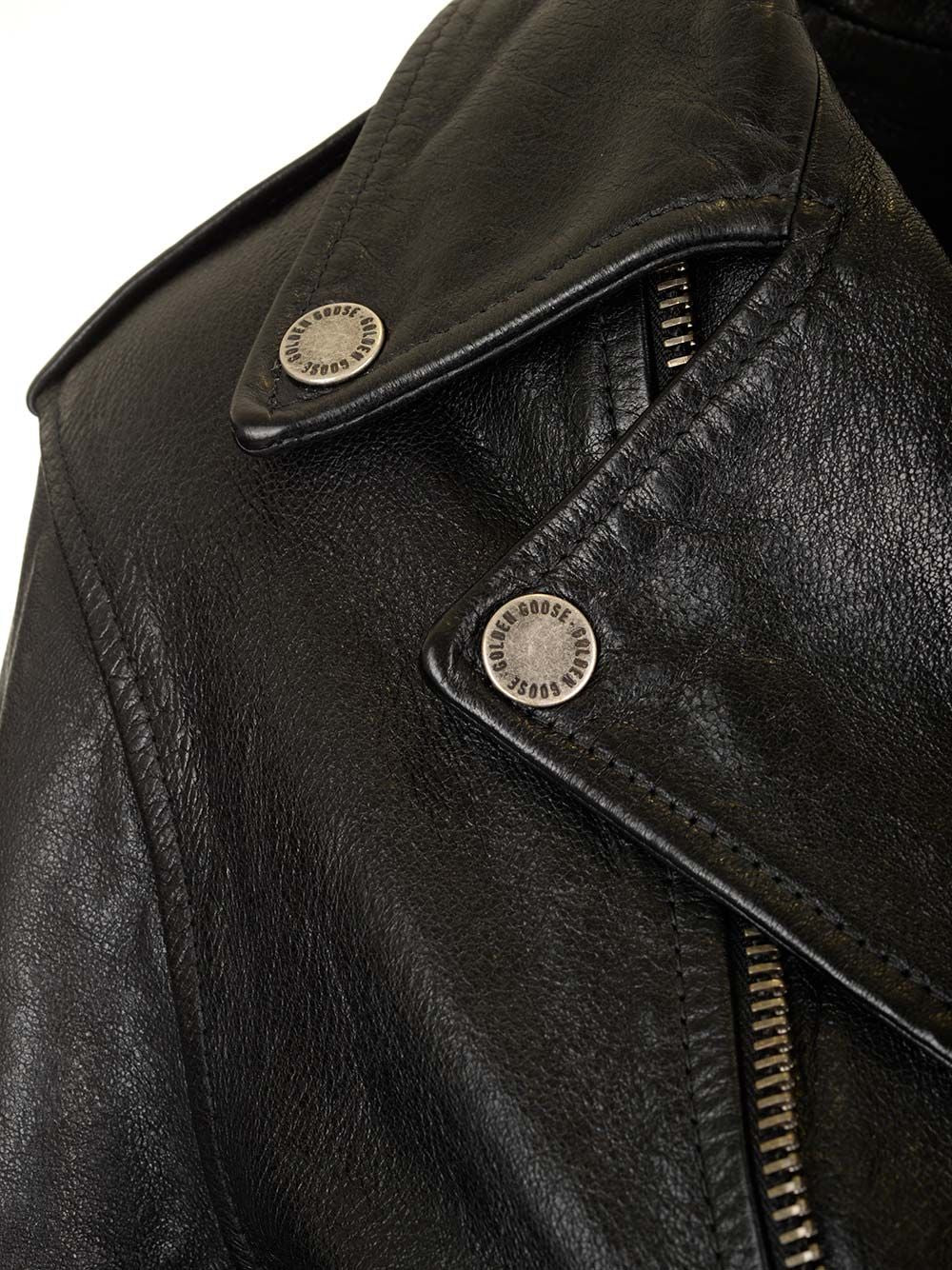 Golden Goose Deluxe Brand Leather Biker Jacket Giacche - Nero | 24b9957661700ca9f6c326879ae665206671e524