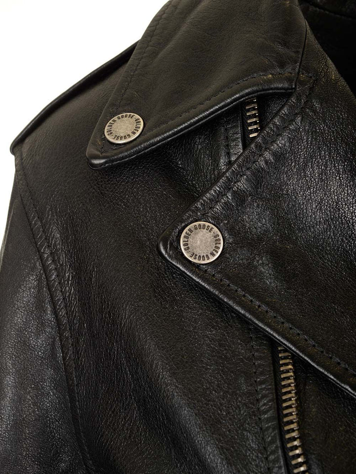 Golden Goose Deluxe Brand Leather Biker Jacket Giacche - Nero | 24b9957661700ca9f6c326879ae665206671e524