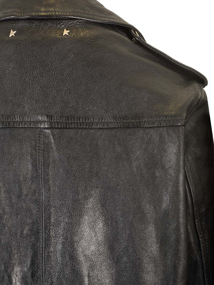 Golden Goose Deluxe Brand Leather Biker Jacket Giacche - Nero | f202a114a6409770f3894bd3fddd2d41fc033b8e