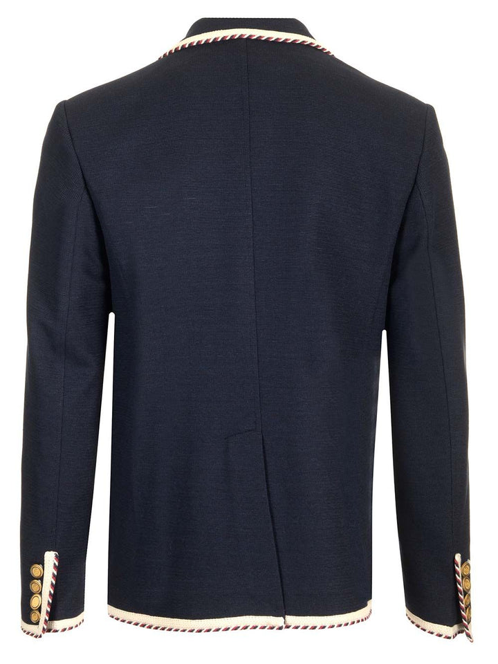 Valentino Garavani Valentino Single-Breasted Jacket In Cotton Jersey Giacche - Blu | 7b9e83dcec15db85663ce402f2f999b7ade7c00e