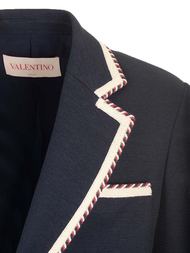 Valentino Garavani Valentino Single-Breasted Jacket In Cotton Jersey Giacche - Blu | cce70d78f526e919bc14661d7bc92b964ba957d6
