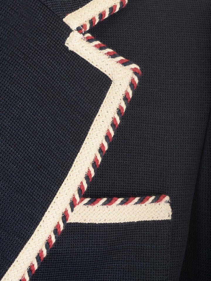Valentino Garavani Valentino Single-Breasted Jacket In Cotton Jersey Giacche - Blu | 5b2c6e14211b2ca5239366261309d617b9c4b3b8