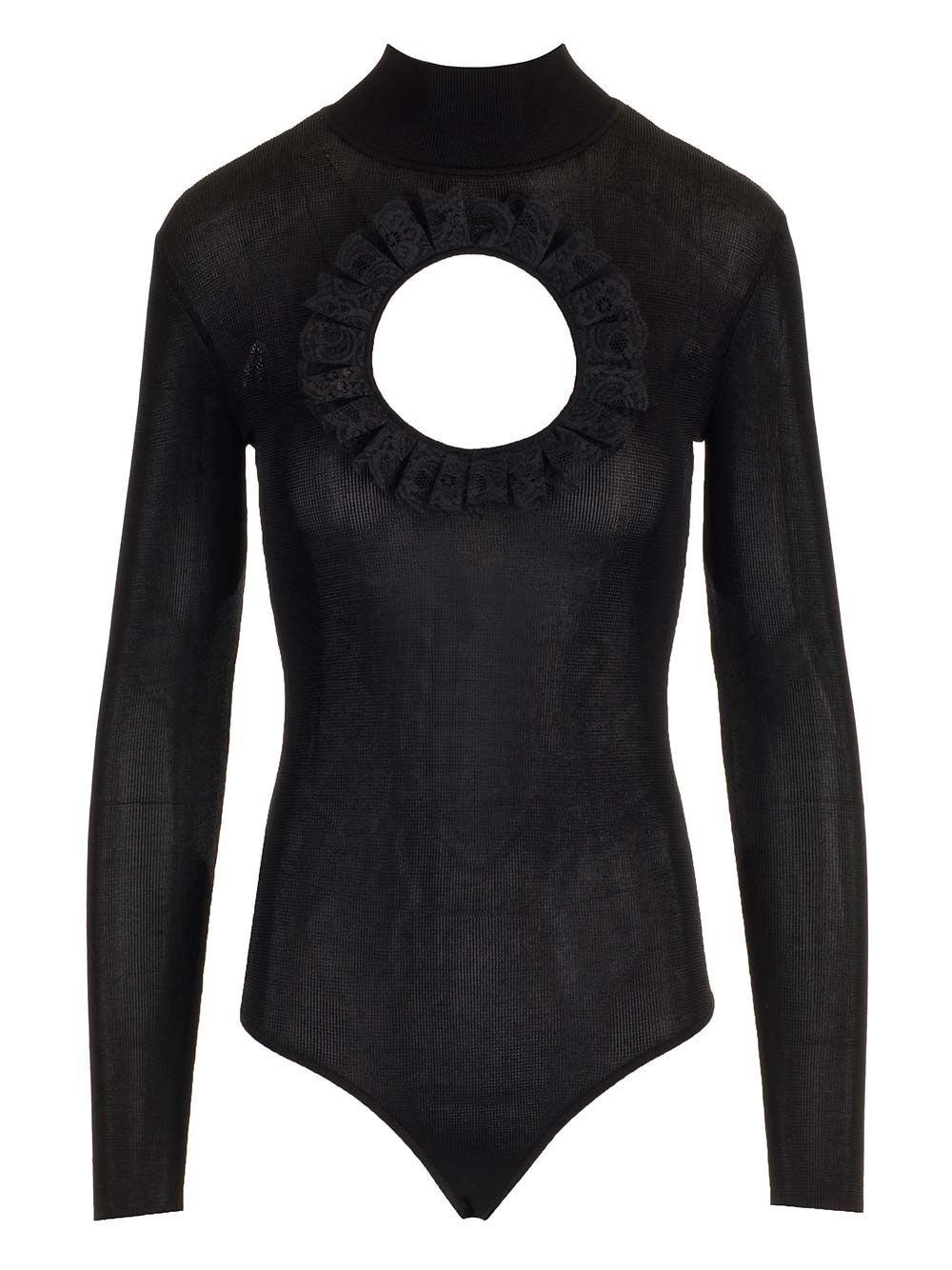 Self Portrait Residency Knitted Bodysuit Top - Nero | 8f4b1f8ddcb76335a90efdfc70629abed71c47a1