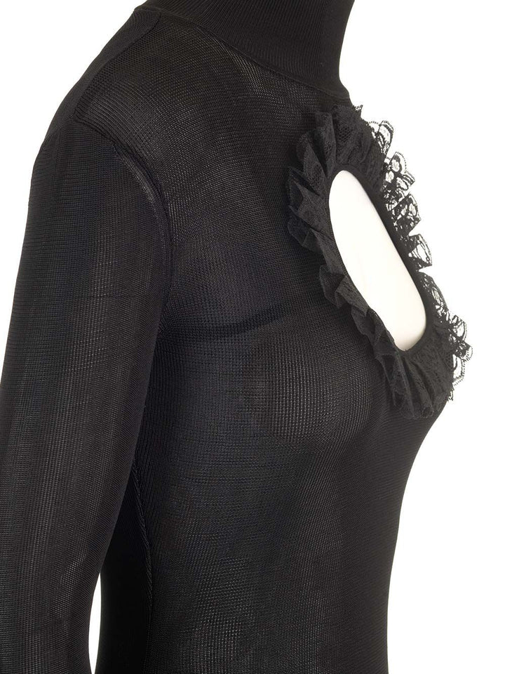 Self Portrait Residency Knitted Bodysuit Top - Nero | febd05fa2b535c5a8299564c6d597833a0c4482f