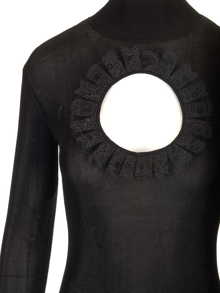 Self Portrait Residency Knitted Bodysuit Top - Nero | dd29b81073b8beb466d91e27e4188aa5aa72d149