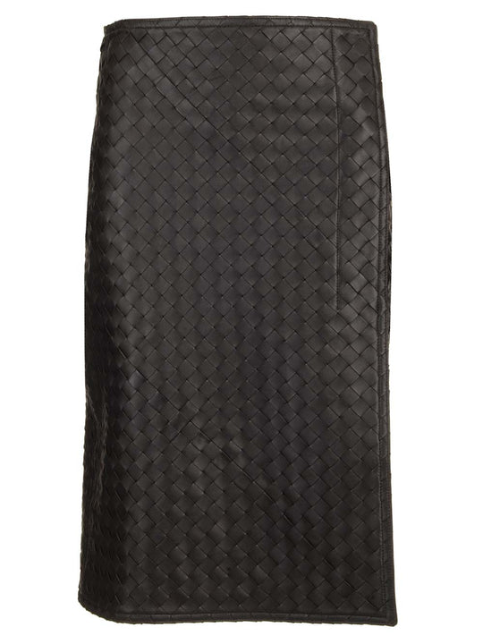 Leather Pencil Skirt Knitwear Marrone