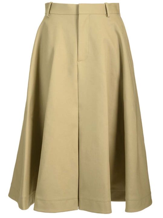 Wide Skirt With Ruffles Gonne Beige