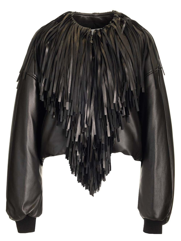 AlaÏA Fringed Bomber Jacket Giacche - Nero | 90ffb361cdf92f323a679623f3a60cdc7a632fe1