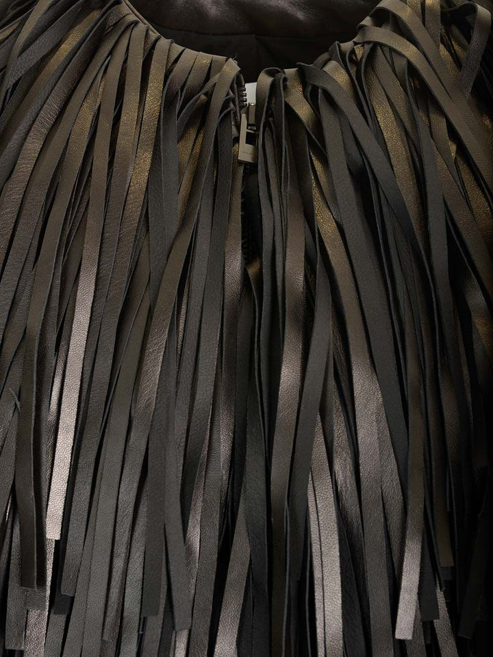 AlaÏA Fringed Bomber Jacket Giacche - Nero | 5f4b04db65beaea6b04c011eba075799555b71c0