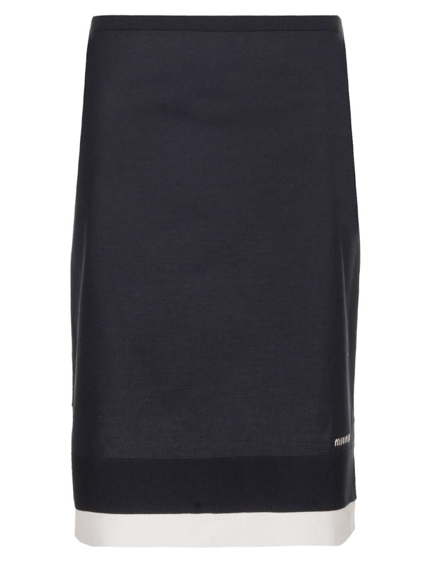 Knitted Knee-Length Skirt Gonne Blu
