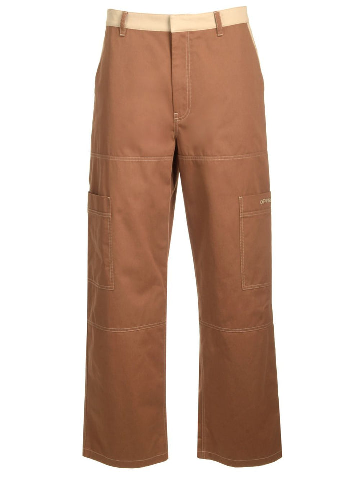 Off-White Cotton Cargo Pants Trousers - Marrone | fcc60e0afeebf702fcffd359cac4ab9247c0aa64