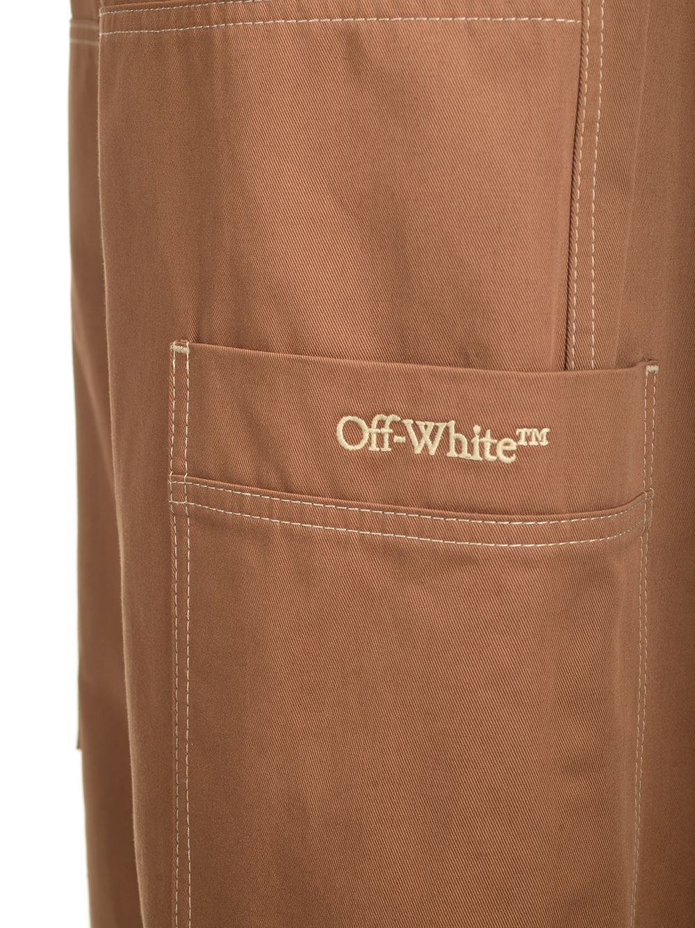 Off-White Cotton Cargo Pants Trousers - Marrone | 6916abbde9b041b71545dedb8d6c4a2aba2035c7