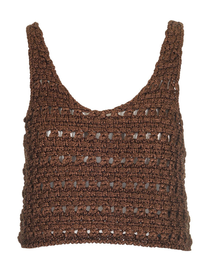 Alanui Viscose Knit Cropped Top Knitwear - Marrone | 4813d060f022a8465488c330e825f358a93adb2a