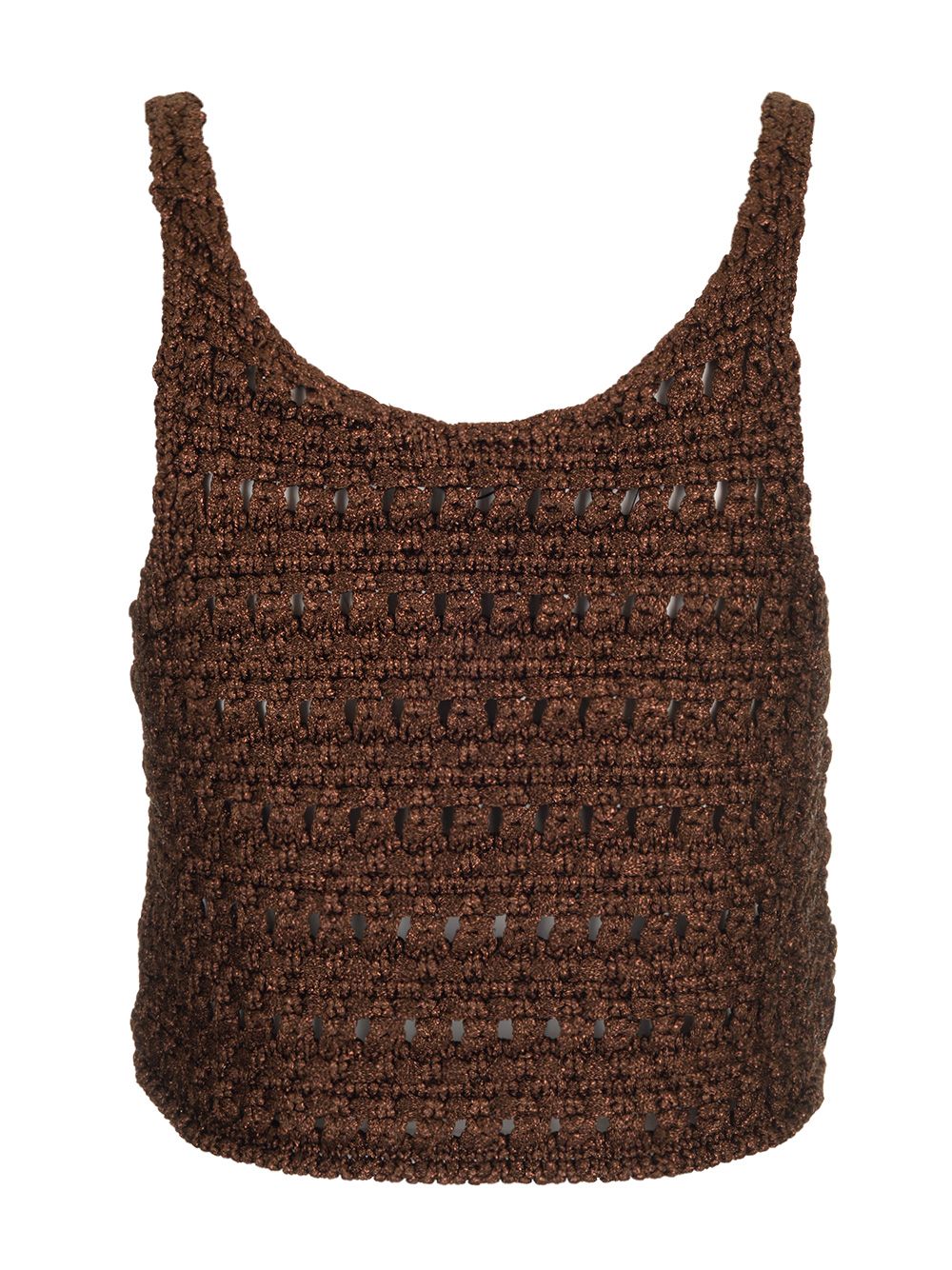 Alanui Viscose Knit Cropped Top Knitwear - Marrone | 4b58a44a51e7fca2785973d8bc388b4d9542ee70