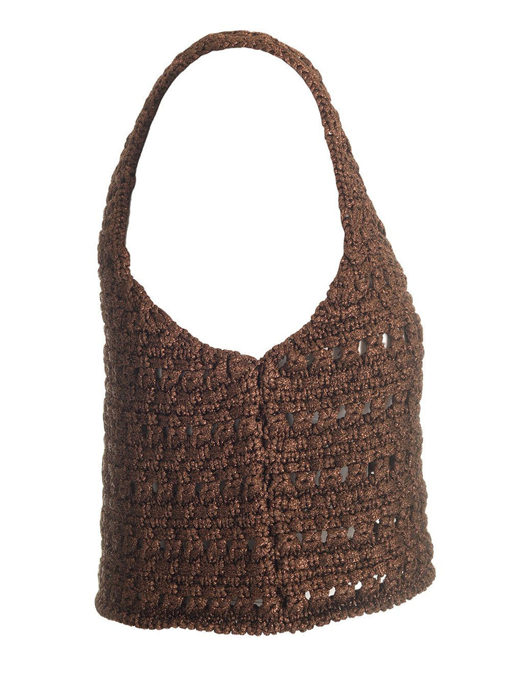 Alanui Viscose Knit Cropped Top Knitwear - Marrone | cc34015f4069e30ac4e221c71b0fa283786950dc