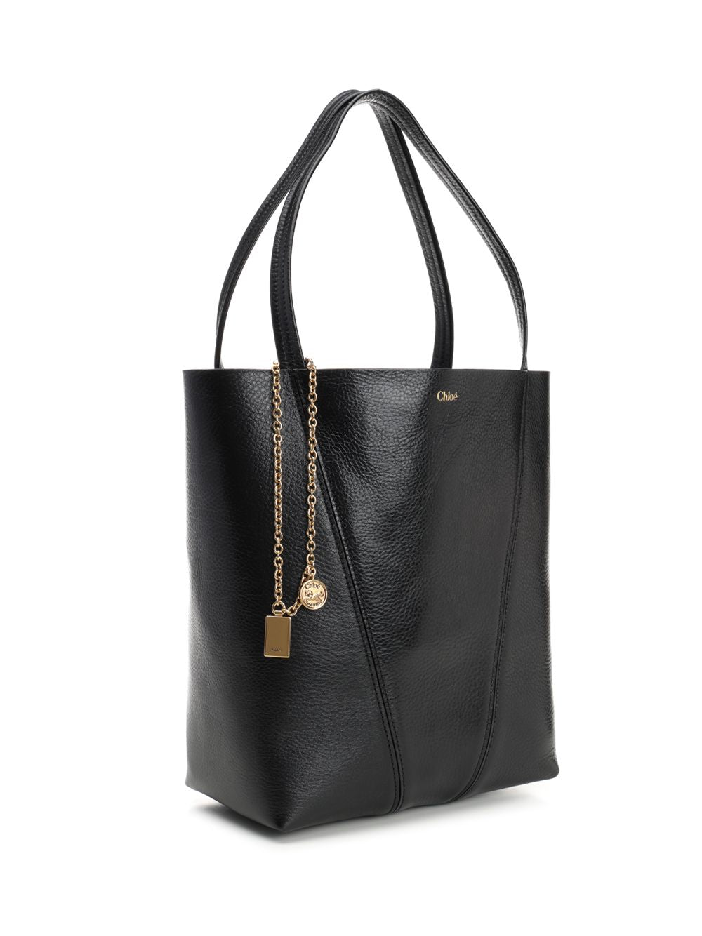 Chloe' Chloé Spin Large Hammered Leather Tote Bag Handbags - Nero | 9f96c7534852a2906655e835e8cff05900fa764e