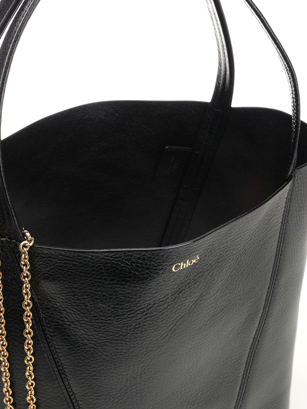 Chloe' Chloé Spin Large Hammered Leather Tote Bag Handbags - Nero | 93022c078faefcde4e4fad1361af8d7d2506cec5