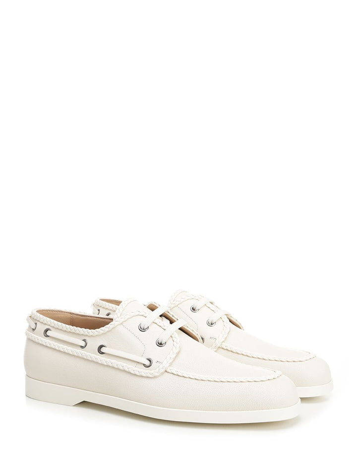 Valentino Garavani Ivory White Leather Boat Loafer Sneakers - Bianco | 70665e7caed83699d7265c37521747b529d1ac07