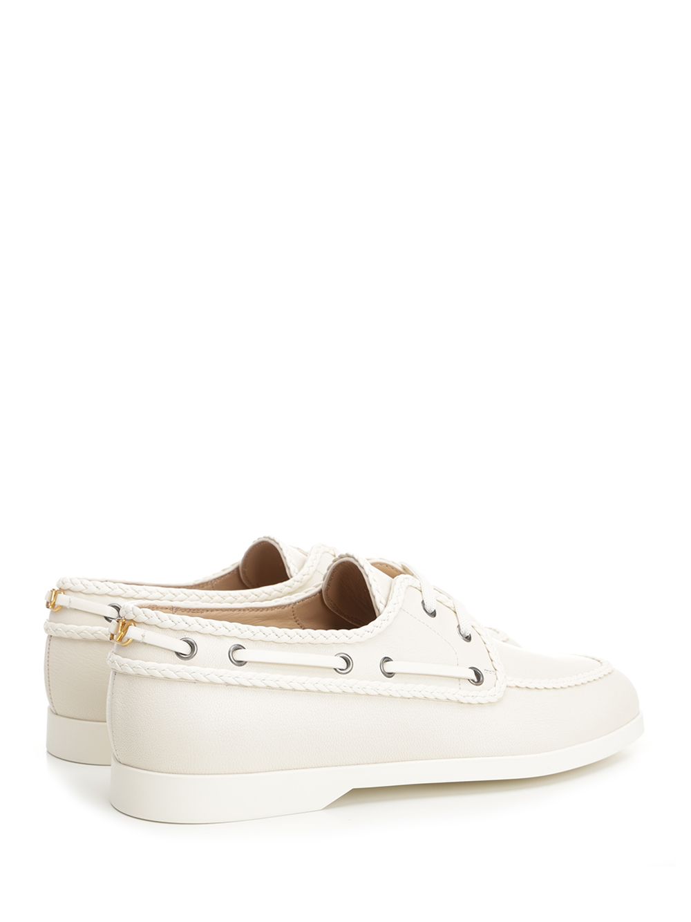 Valentino Garavani Ivory White Leather Boat Loafer Sneakers - Bianco | 340e44d2eadecf06a0175a83fff94cf0ed4dc3ab