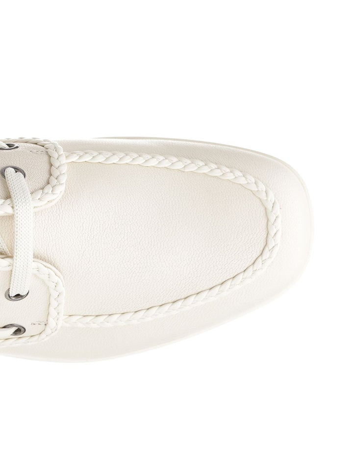 Valentino Garavani Ivory White Leather Boat Loafer Sneakers - Bianco | bb277df18153fd4006ffe88c316bcb30070a1496
