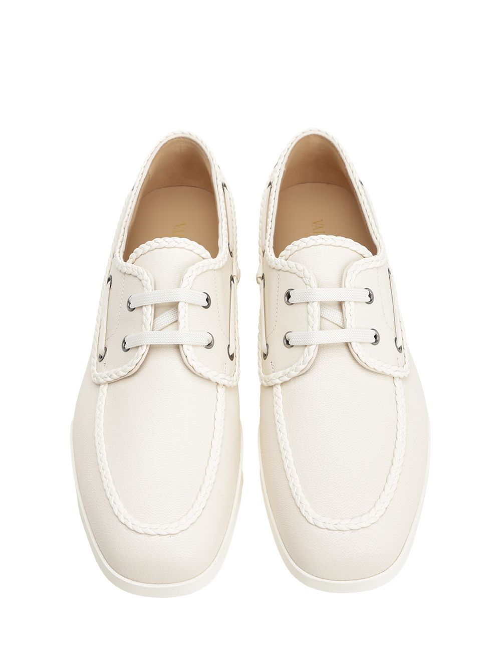Valentino Garavani Ivory White Leather Boat Loafer Sneakers - Bianco | 8d3f98d3a1f0f4ca9beef1f87122baa908671fc8
