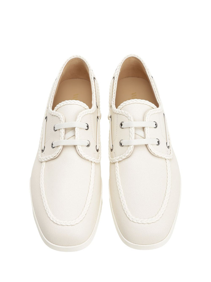 Valentino Garavani Ivory White Leather Boat Loafer Sneakers - Bianco | 8d3f98d3a1f0f4ca9beef1f87122baa908671fc8