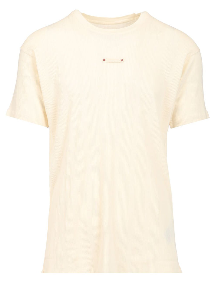 Maison Margiela With Ribbed Fabric T-Shirt - Bianco | 7bc8c3e6579a9b276c28cb9b0652c58fcf172186