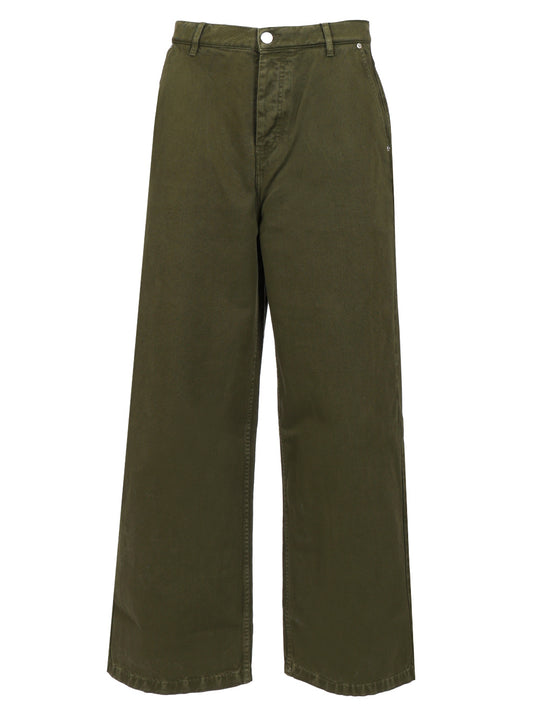 Dark Green Cotton Jeans Verde