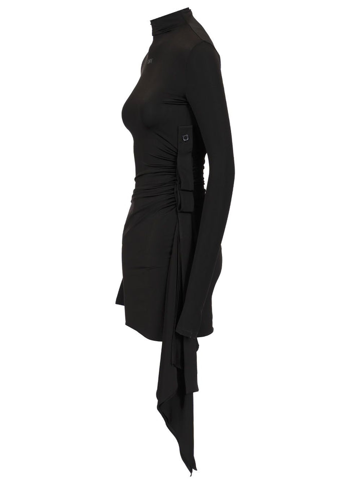 Off-White Sec Skin Draped Mini Dress Ls Black - Bl Abiti - Nero | 8093d994be3688b5bb2f6de3e56b0909dd349615