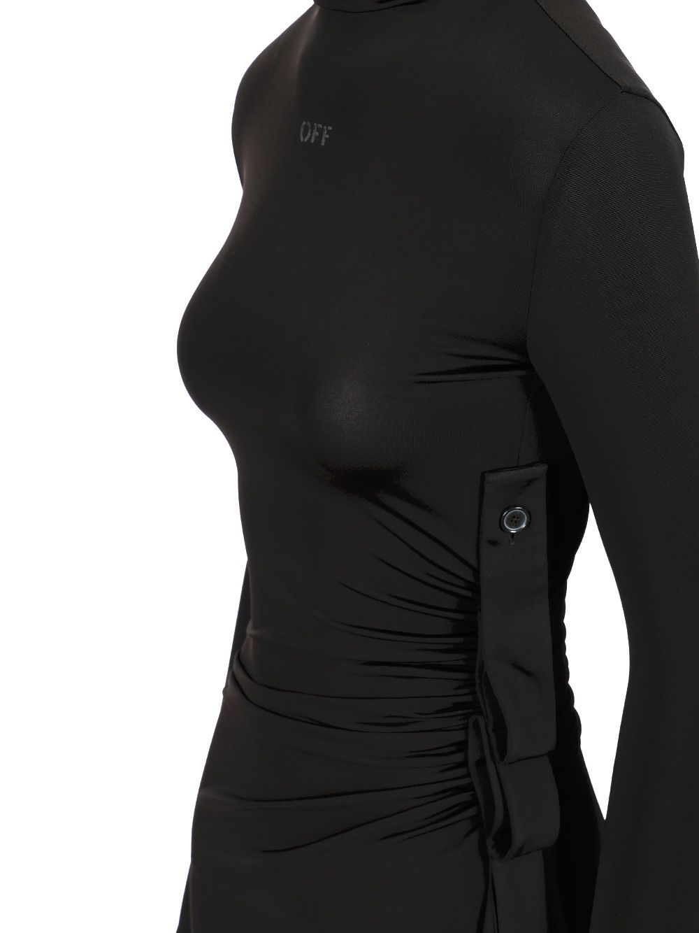Off-White Sec Skin Draped Mini Dress Ls Black - Bl Abiti - Nero | 7f5f4a7a28611da9f7ea9da374e1efc772a7d085