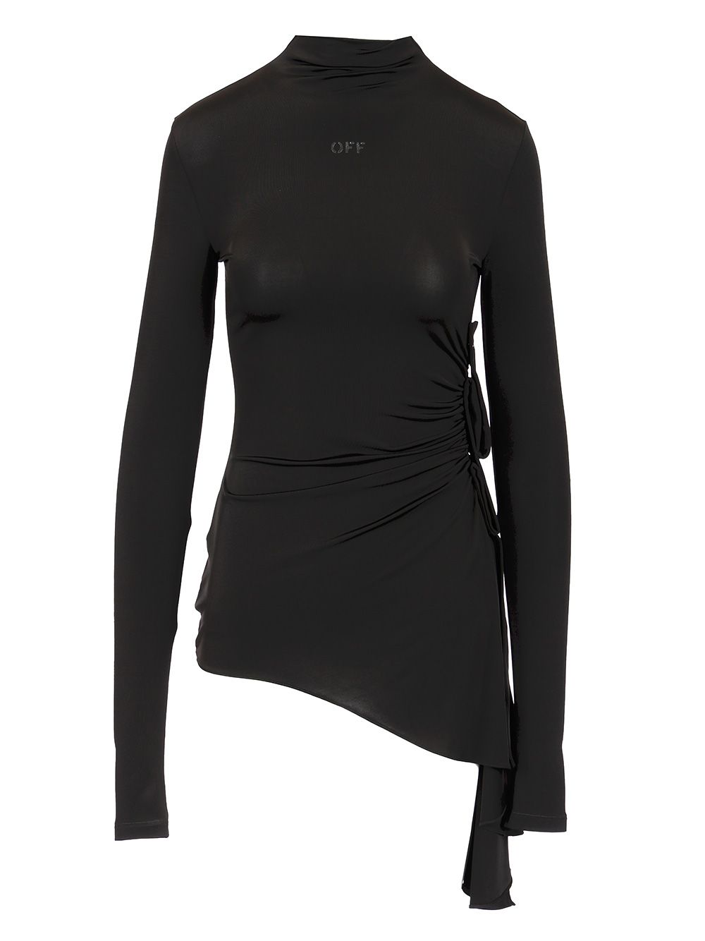 Off-White Long Sleeve Draped Top Top - Nero | 54369553bbc63e6f4228fec90765e426f302cb39