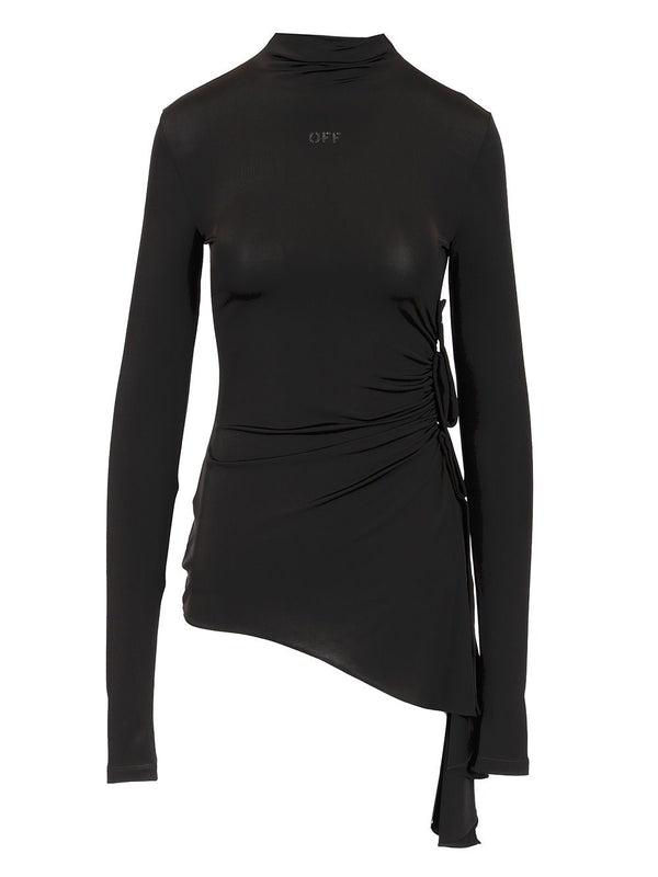 Long Sleeve Draped Top Black