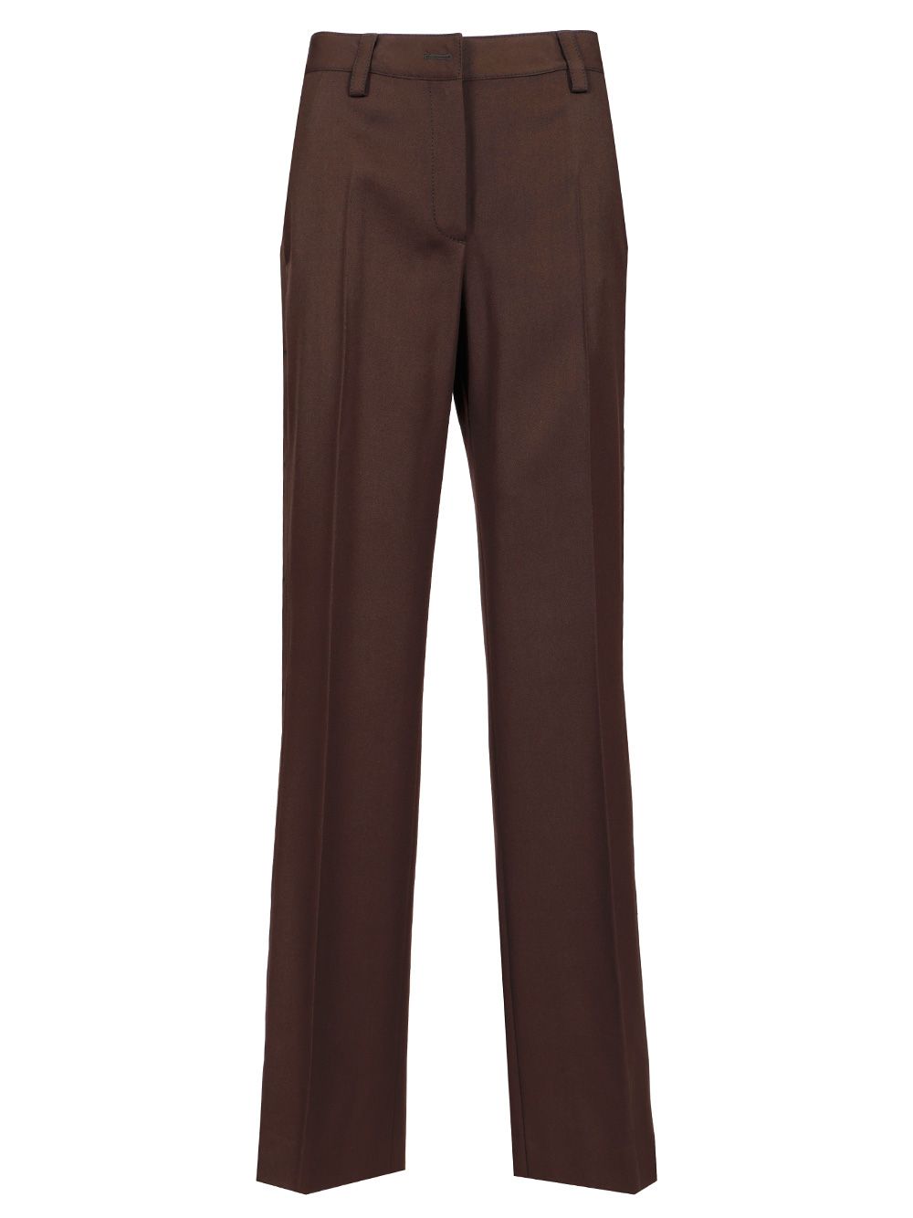 Off-White Wool Wide Leg Trousers - Marrone | d58c4b421c6c3402f2b920bf9c030e722ce7b996