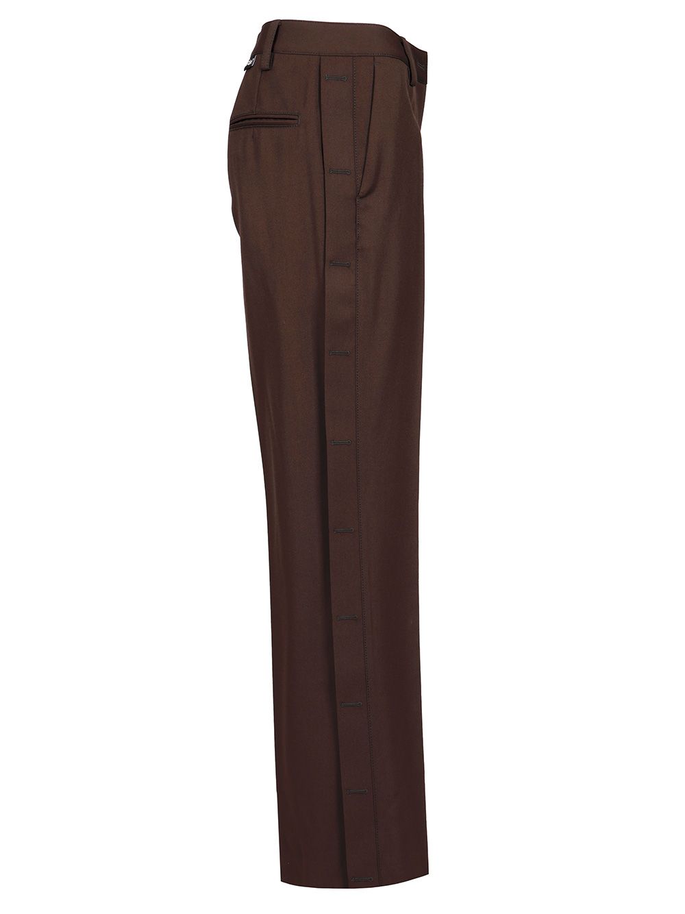 Off-White Wool Wide Leg Trousers - Marrone | 9f0fc6d4d328b2a3fca1d3c505599a05b8427333