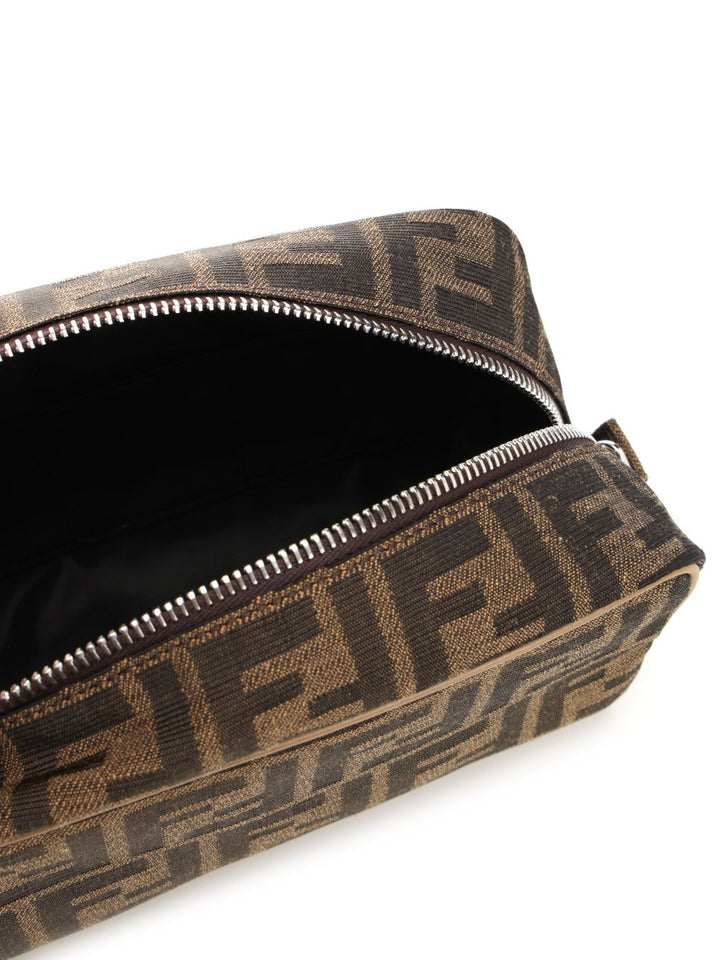 Fendi Beauty Case In Ff Jacquard Fabric Small leather goods - Marrone | 0044e97ce1fe5013f48cd1707720f36b0a92b4d7