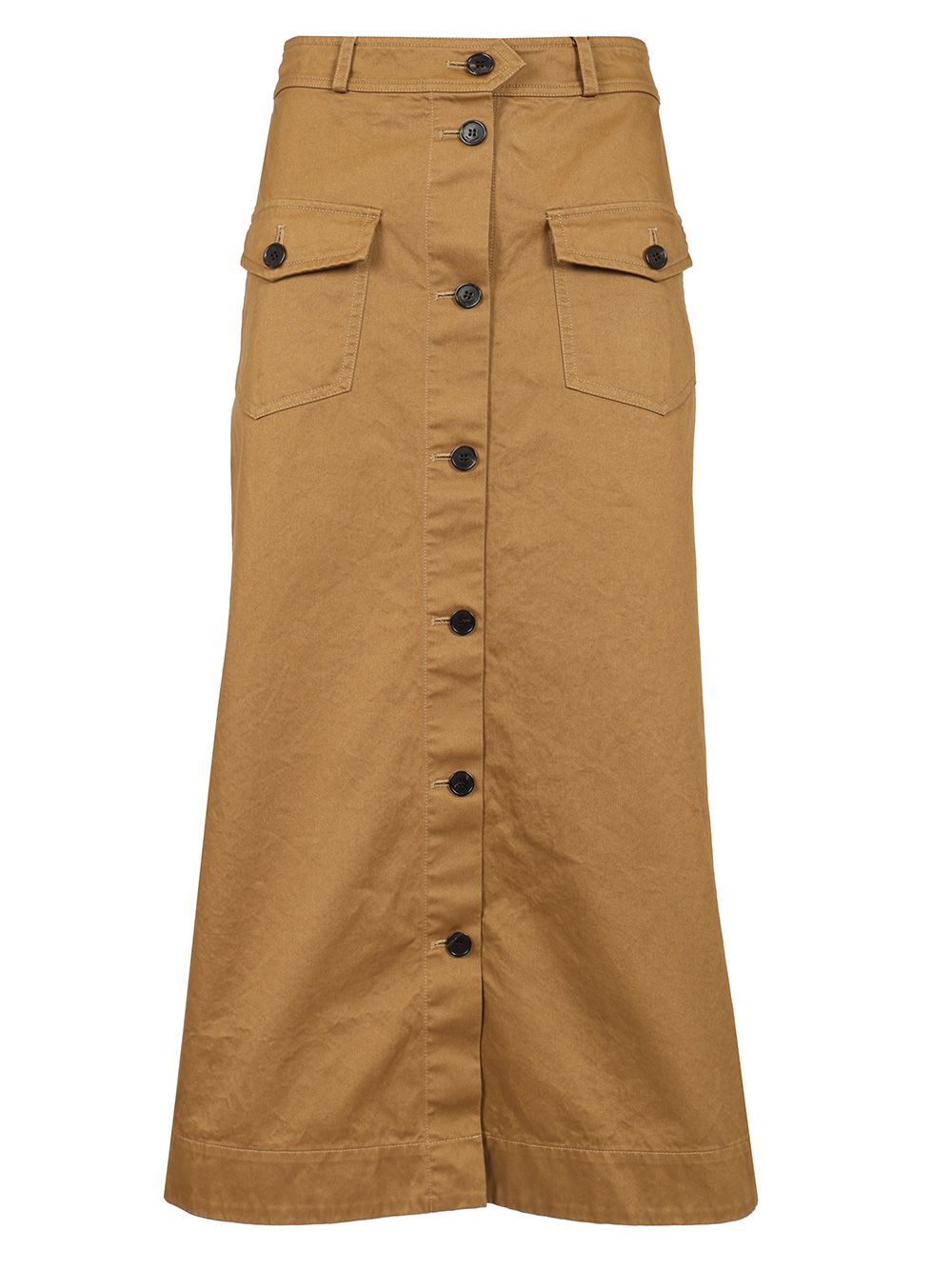 Saint Laurent Cotton Midi Skirt Gonne - Marrone | 717a8c8cb61afee224b780d7cd98f7e009cb5edb