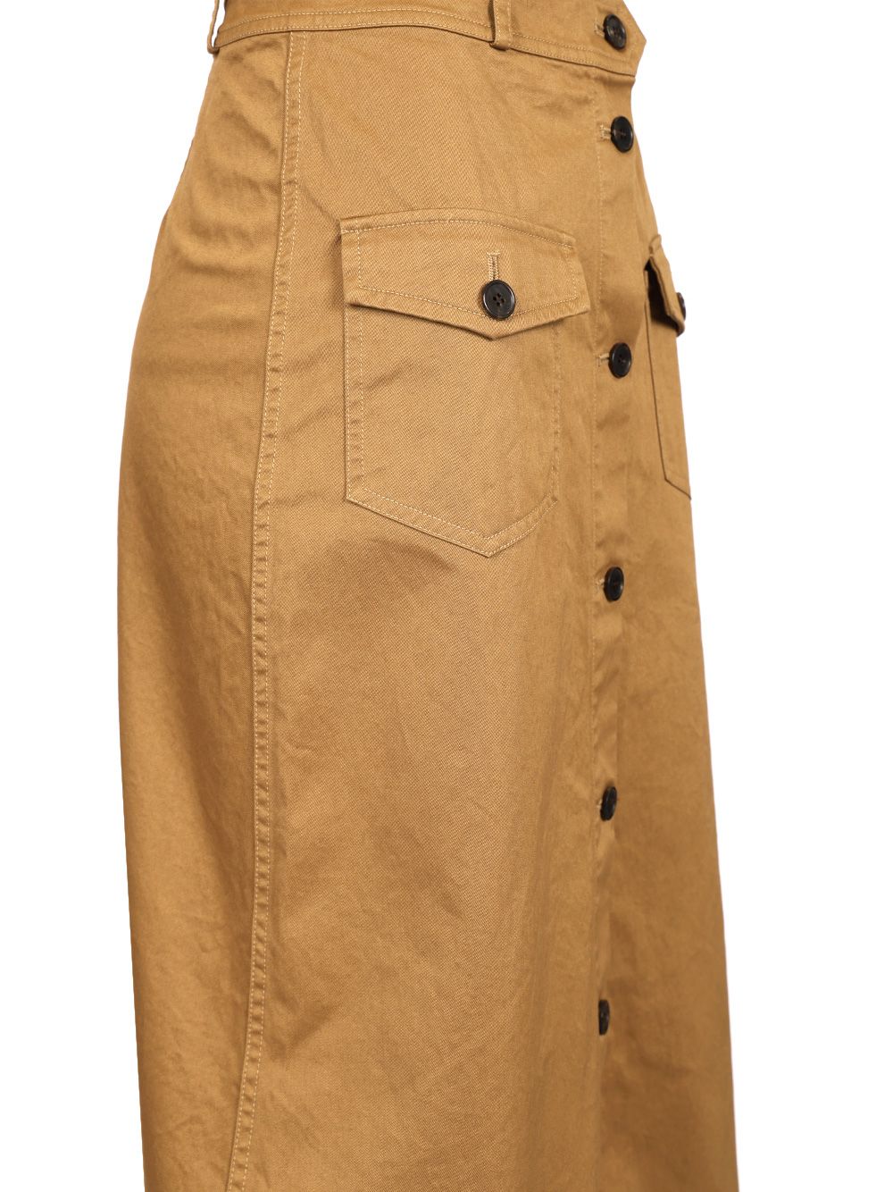 Saint Laurent Cotton Midi Skirt Gonne - Marrone | e49fe61e093ab1405fbe21802754a054fd5879e0